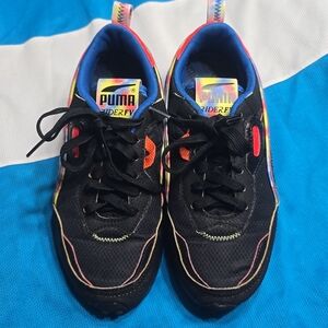 NWOT Puma Boys Black and Blue Sneakers with Vibrant Accents